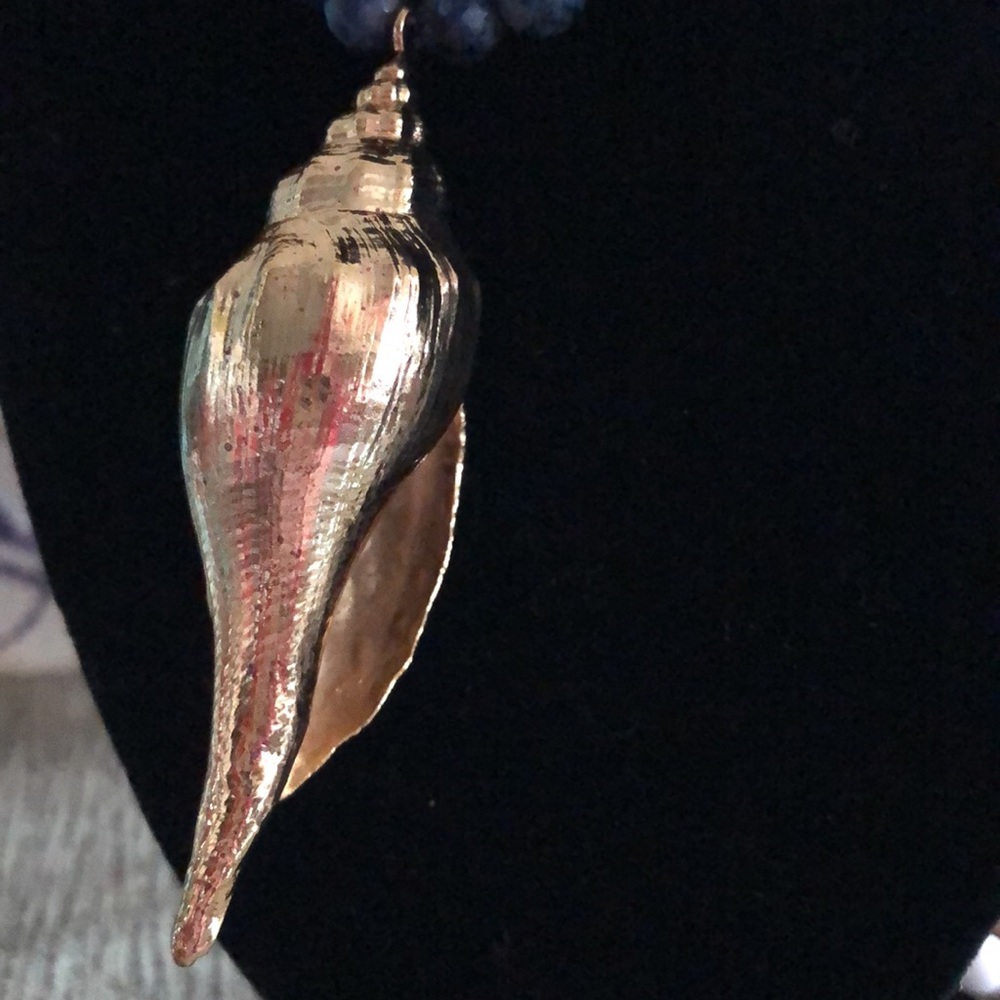 Lapis Necklace With Gold Dipped Shell - image 3